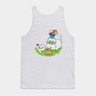 Corona Cat Flower Pot Head Tank Top